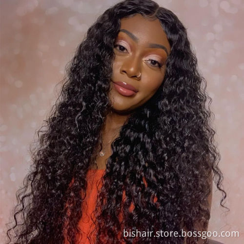 BIS loose deep wave front wig 13x4 human hair wigs front transparent lace deep curly closure human hair wigs for black woman